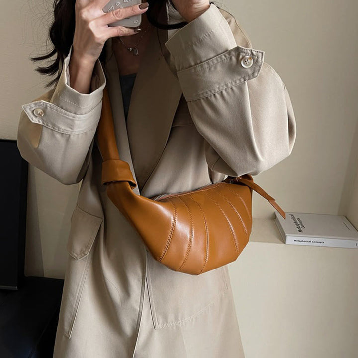 Kreative Croissant-Tasche aus Kunstleder, weiche Hobo-Tasche, Umhängetasche für Damen