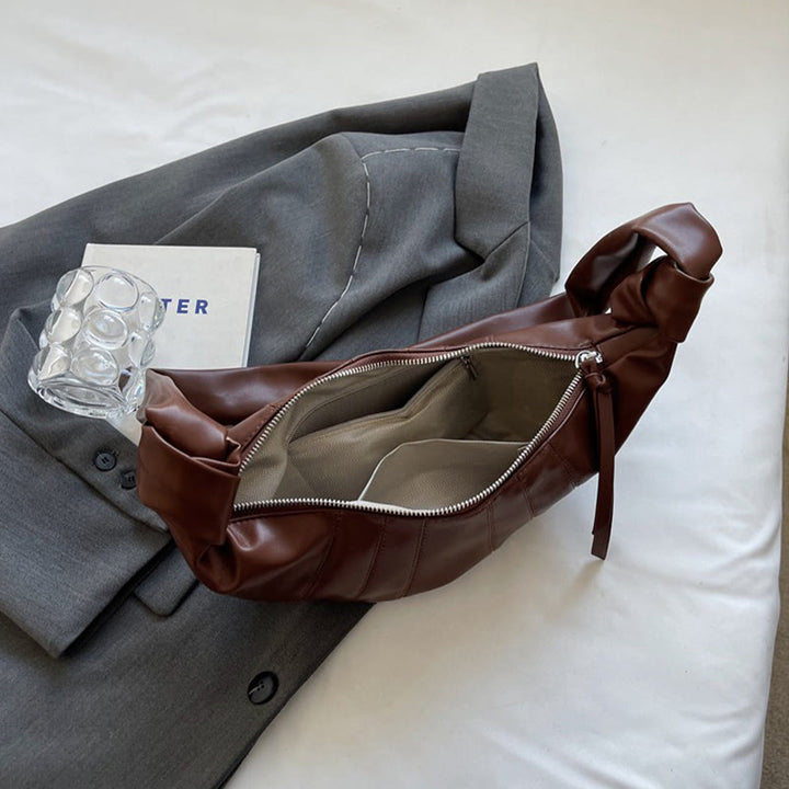 Kreative Croissant-Tasche aus Kunstleder, weiche Hobo-Tasche, Umhängetasche für Damen