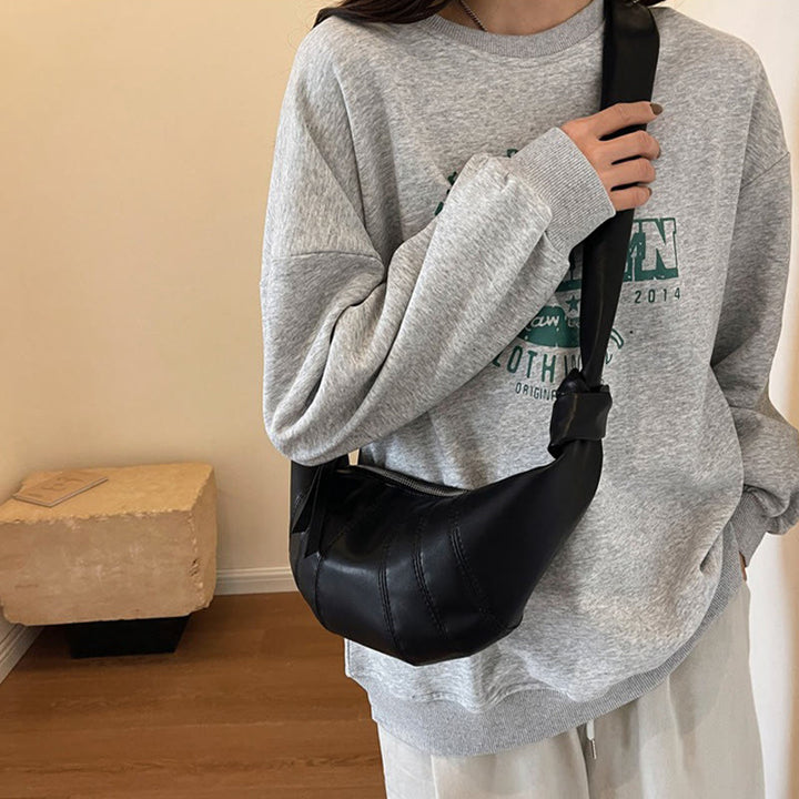 Kreative Croissant-Tasche aus Kunstleder, weiche Hobo-Tasche, Umhängetasche für Damen