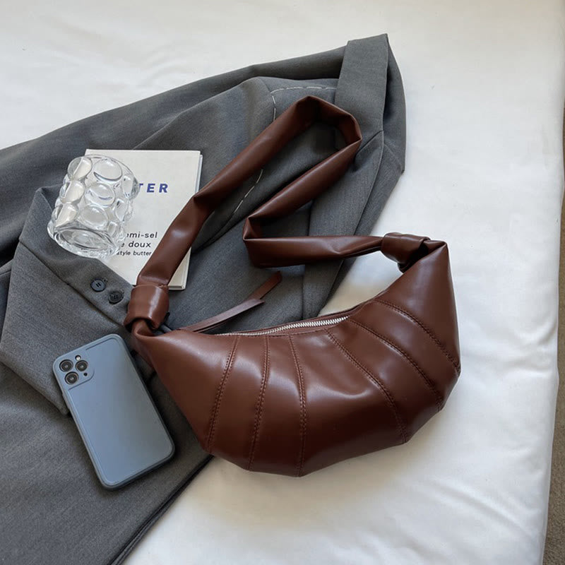 Kreative Croissant-Tasche aus Kunstleder, weiche Hobo-Tasche, Umhängetasche für Damen