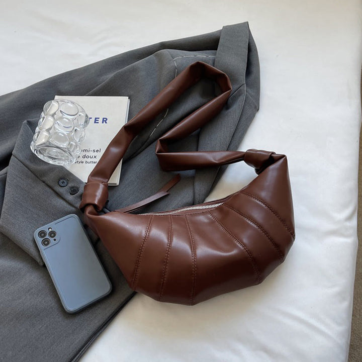 Kreative Croissant-Tasche aus Kunstleder, weiche Hobo-Tasche, Umhängetasche für Damen