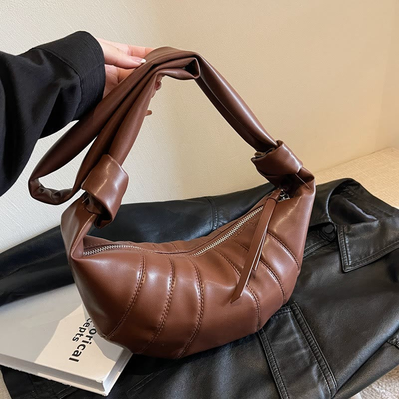 Kreative Croissant-Tasche aus Kunstleder, weiche Hobo-Tasche, Umhängetasche für Damen