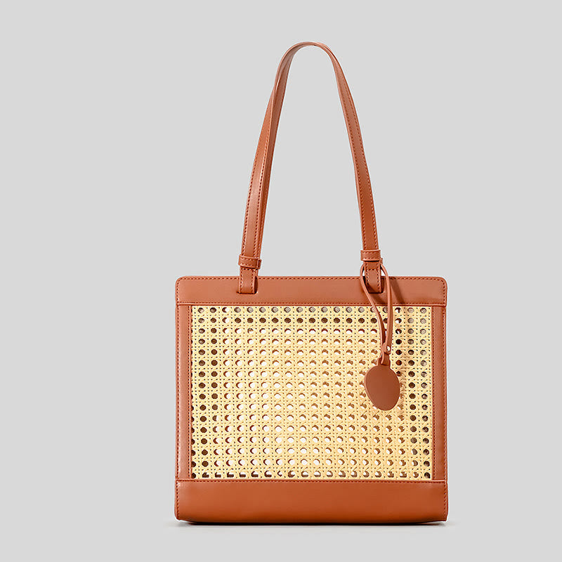 Gewebte Einkaufstasche, Schultertasche, Vintage, ausgehöhlte Reise-/Strandhandtaschen