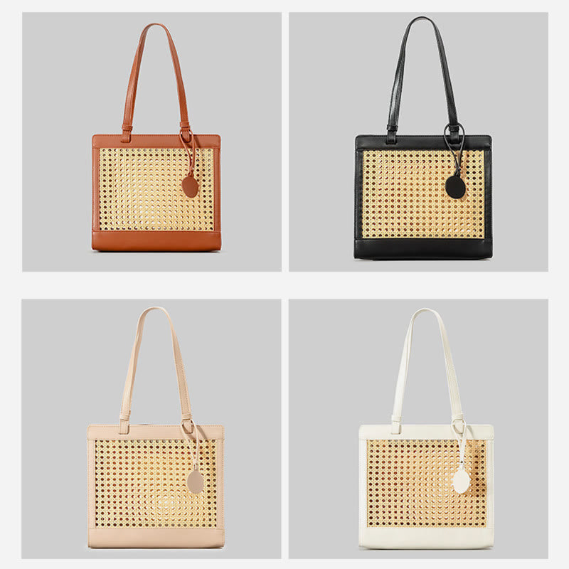 Gewebte Einkaufstasche, Schultertasche, Vintage, ausgehöhlte Reise-/Strandhandtaschen