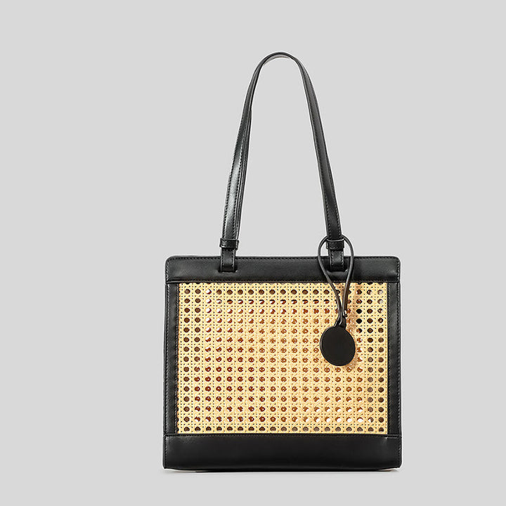 Gewebte Einkaufstasche, Schultertasche, Vintage, ausgehöhlte Reise-/Strandhandtaschen