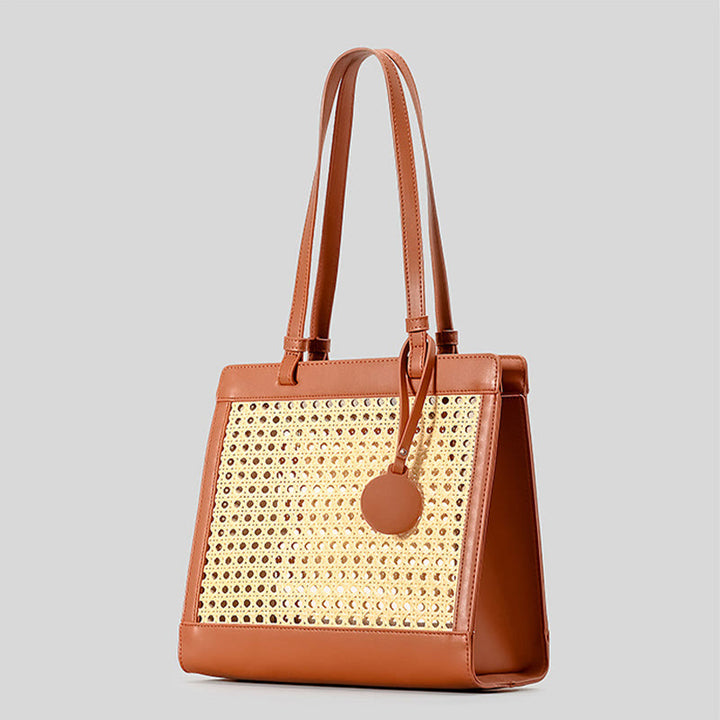 Gewebte Einkaufstasche, Schultertasche, Vintage, ausgehöhlte Reise-/Strandhandtaschen
