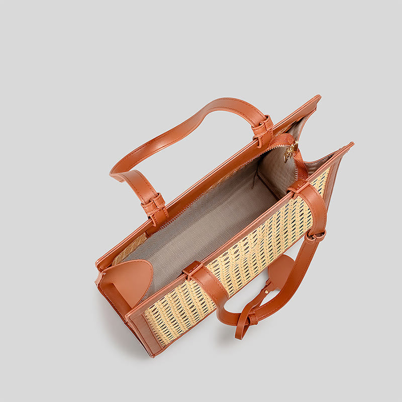 Gewebte Einkaufstasche, Schultertasche, Vintage, ausgehöhlte Reise-/Strandhandtaschen