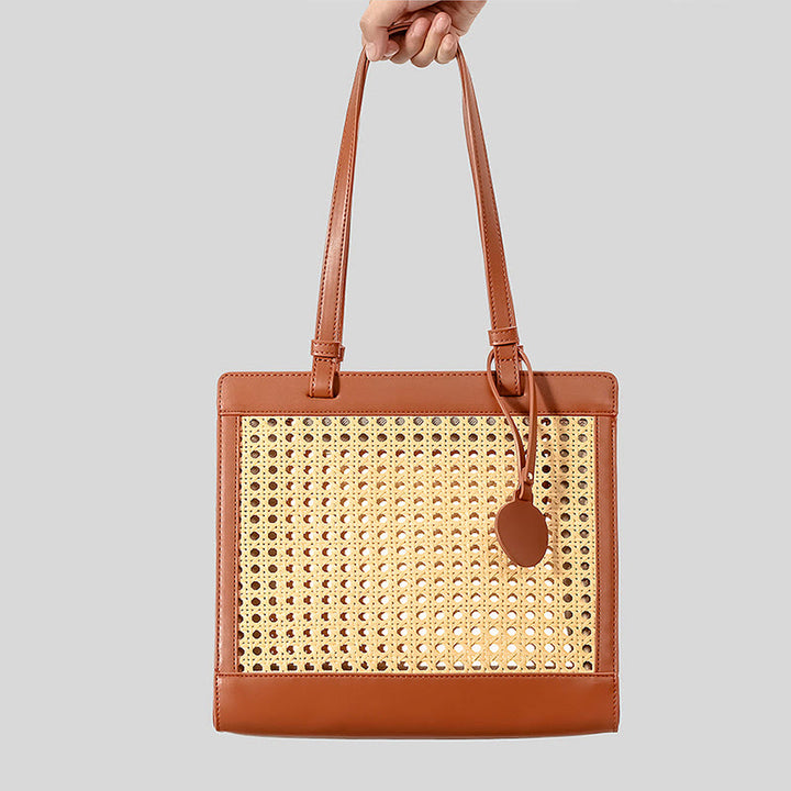 Gewebte Einkaufstasche, Schultertasche, Vintage, ausgehöhlte Reise-/Strandhandtaschen