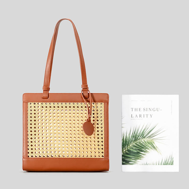 Gewebte Einkaufstasche, Schultertasche, Vintage, ausgehöhlte Reise-/Strandhandtaschen