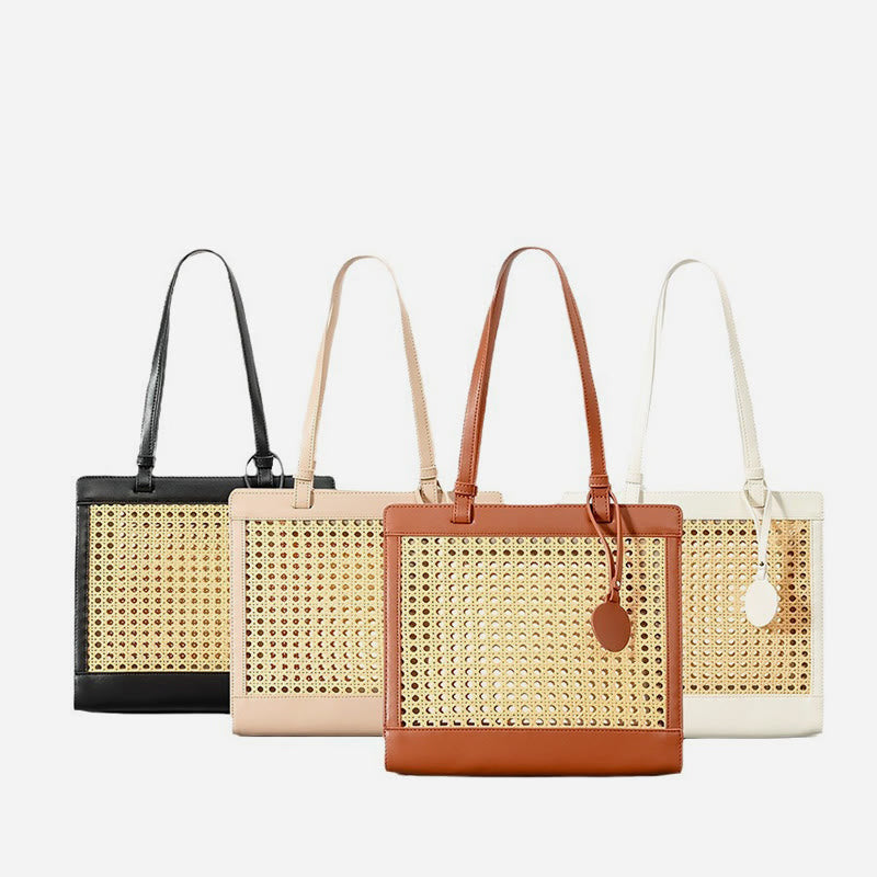 Gewebte Einkaufstasche, Schultertasche, Vintage, ausgehöhlte Reise-/Strandhandtaschen