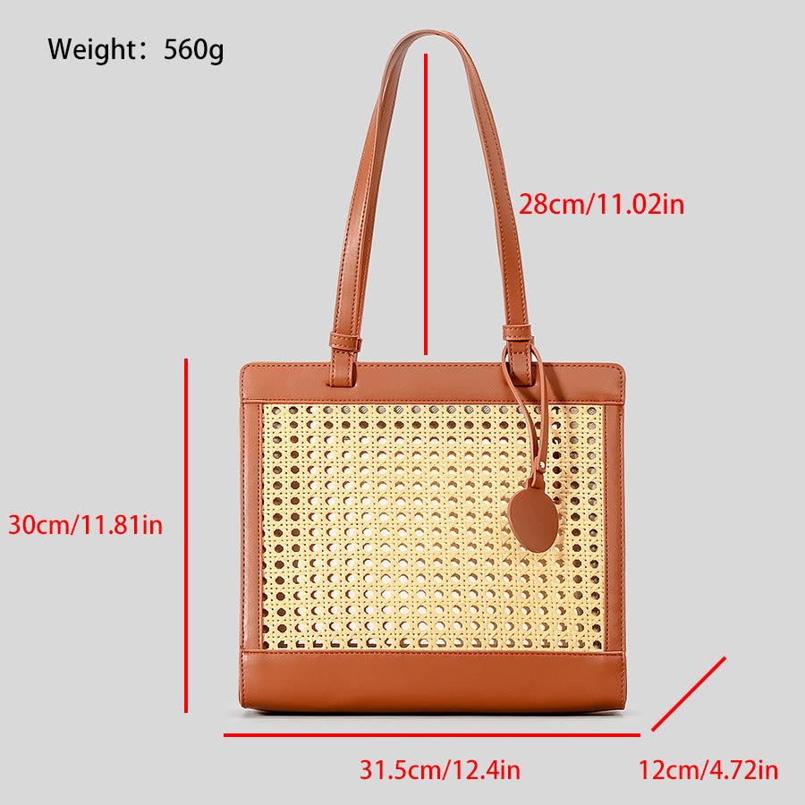 Gewebte Einkaufstasche, Schultertasche, Vintage, ausgehöhlte Reise-/Strandhandtaschen