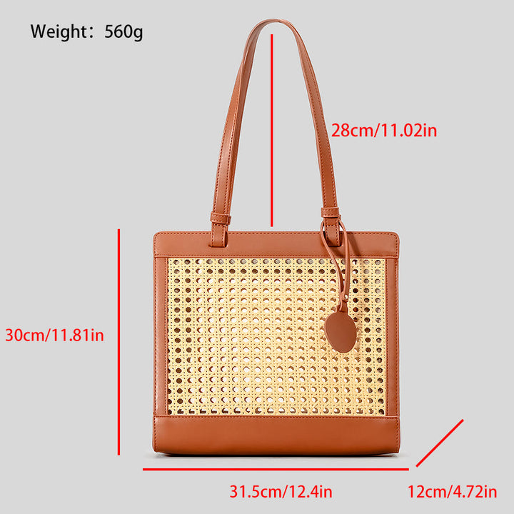 Gewebte Einkaufstasche, Schultertasche, Vintage, ausgehöhlte Reise-/Strandhandtaschen