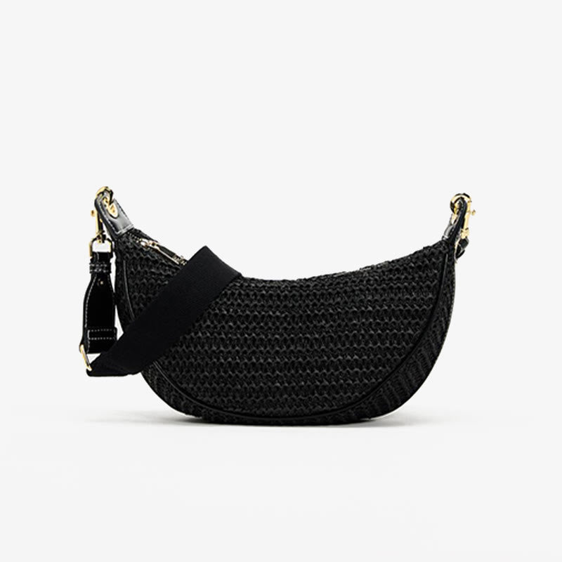 Strohgewebte Tasche, Hobo-Tasche, Umhängetasche, Schultertasche für Damen
