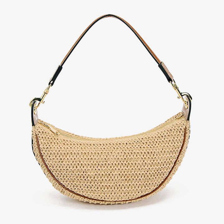 Strohgewebte Tasche, Hobo-Tasche, Umhängetasche, Schultertasche für Damen