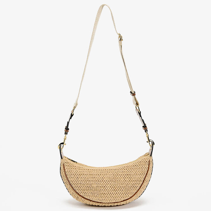 Strohgewebte Tasche, Hobo-Tasche, Umhängetasche, Schultertasche für Damen