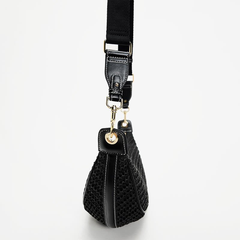 Strohgewebte Tasche, Hobo-Tasche, Umhängetasche, Schultertasche für Damen