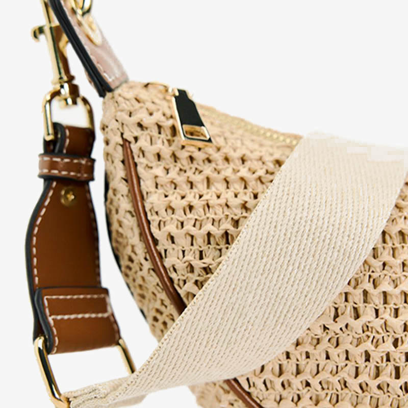 Strohgewebte Tasche, Hobo-Tasche, Umhängetasche, Schultertasche für Damen