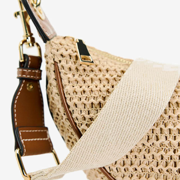 Strohgewebte Tasche, Hobo-Tasche, Umhängetasche, Schultertasche für Damen