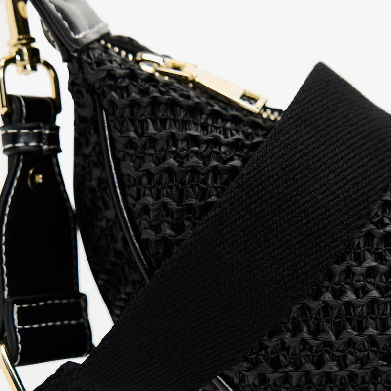 Strohgewebte Tasche, Hobo-Tasche, Umhängetasche, Schultertasche für Damen