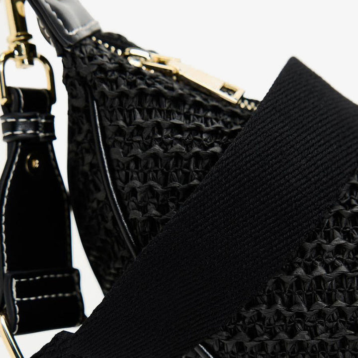 Strohgewebte Tasche, Hobo-Tasche, Umhängetasche, Schultertasche für Damen