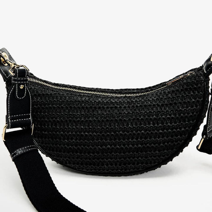 Strohgewebte Tasche, Hobo-Tasche, Umhängetasche, Schultertasche für Damen