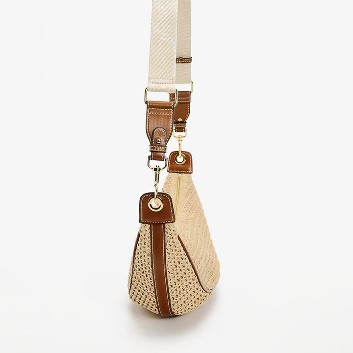 Strohgewebte Tasche, Hobo-Tasche, Umhängetasche, Schultertasche für Damen