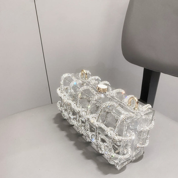 Strass Clutch Kristall Abendtasche Glitzer Party Tasche