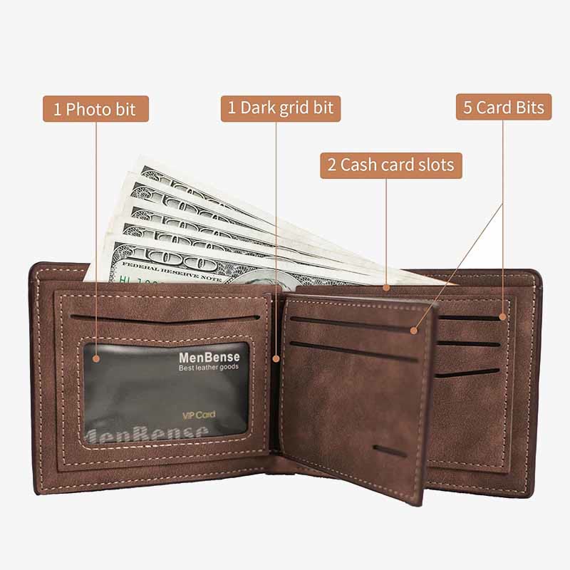 Dreifach gefaltete Geldbörse mit Gravur für Herren, Geldbörse aus PU-Leder, Geschenk für den Ehemann