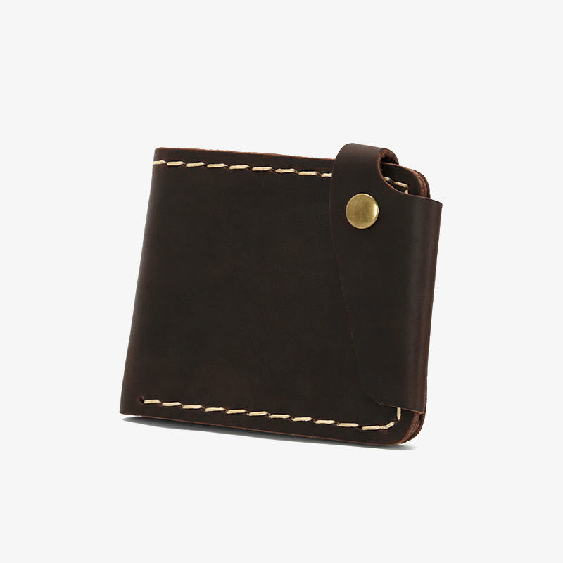 Retro-Geldbörse aus Leder für Herren und Damen, zweifach faltbar, handgefertigt, für die Vordertasche