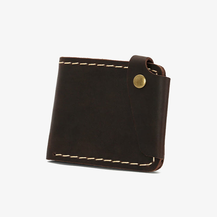Retro-Geldbörse aus Leder für Herren und Damen, zweifach faltbar, handgefertigt, für die Vordertasche