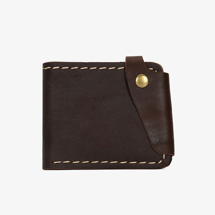 Retro-Geldbörse aus Leder für Herren und Damen, zweifach faltbar, handgefertigt, für die Vordertasche