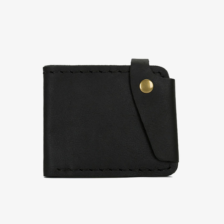 Retro-Geldbörse aus Leder für Herren und Damen, zweifach faltbar, handgefertigt, für die Vordertasche