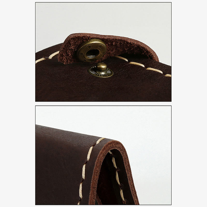 Retro-Geldbörse aus Leder für Herren und Damen, zweifach faltbar, handgefertigt, für die Vordertasche
