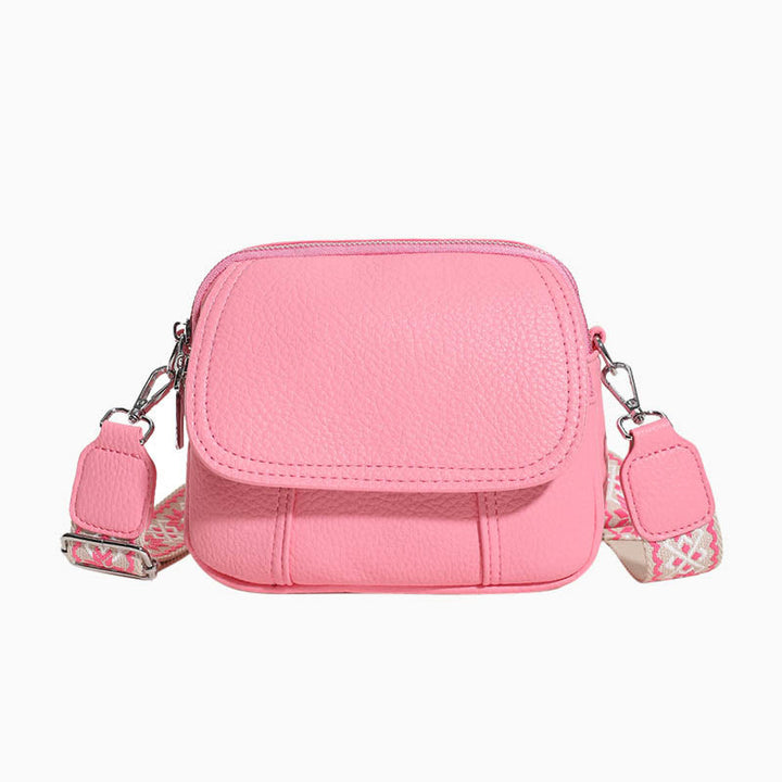 Umhängetasche aus veganem Leder für Damen, mittlere Größe, breiter Riemen, Schultertasche