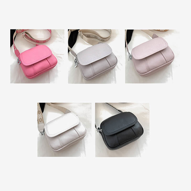 Umhängetasche aus veganem Leder für Damen, mittlere Größe, breiter Riemen, Schultertasche