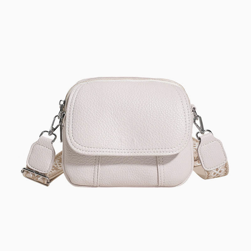 Umhängetasche aus veganem Leder für Damen, mittlere Größe, breiter Riemen, Schultertasche