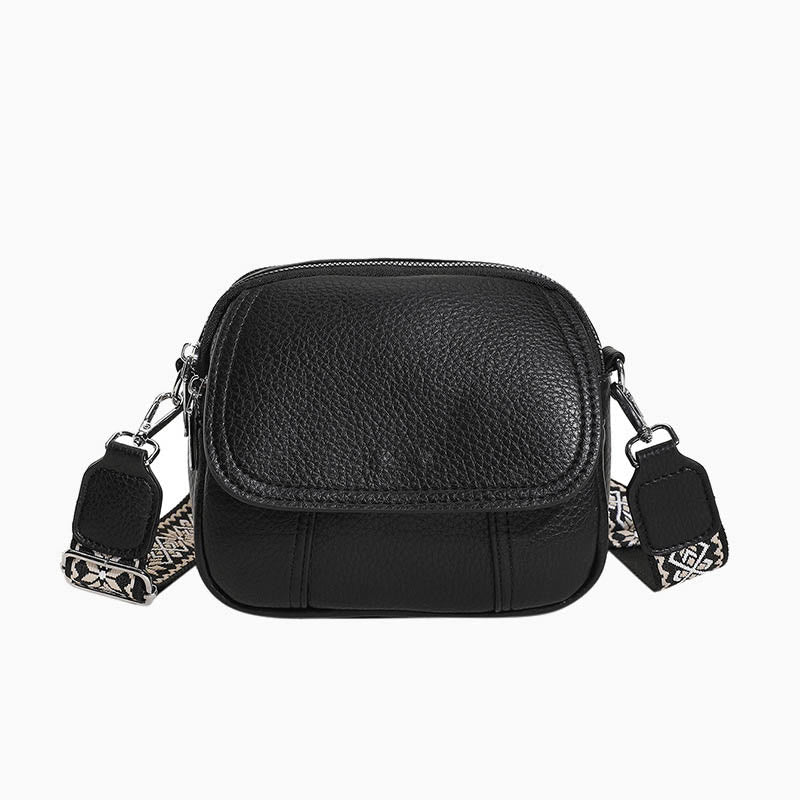 Umhängetasche aus veganem Leder für Damen, mittlere Größe, breiter Riemen, Schultertasche