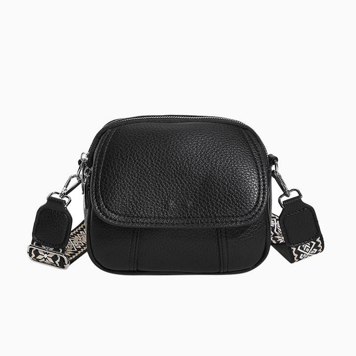 Umhängetasche aus veganem Leder für Damen, mittlere Größe, breiter Riemen, Schultertasche