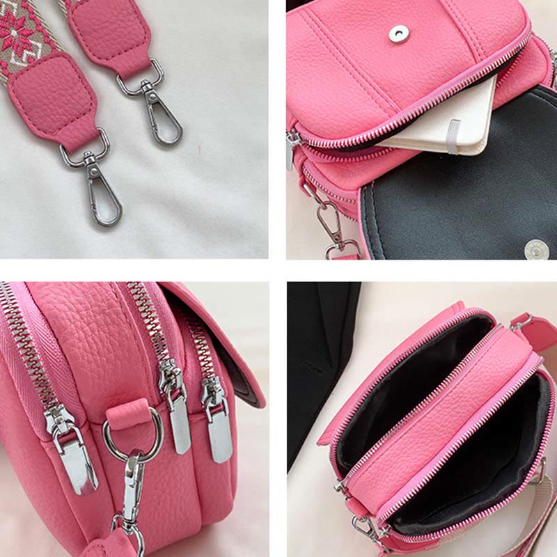 Umhängetasche aus veganem Leder für Damen, mittlere Größe, breiter Riemen, Schultertasche
