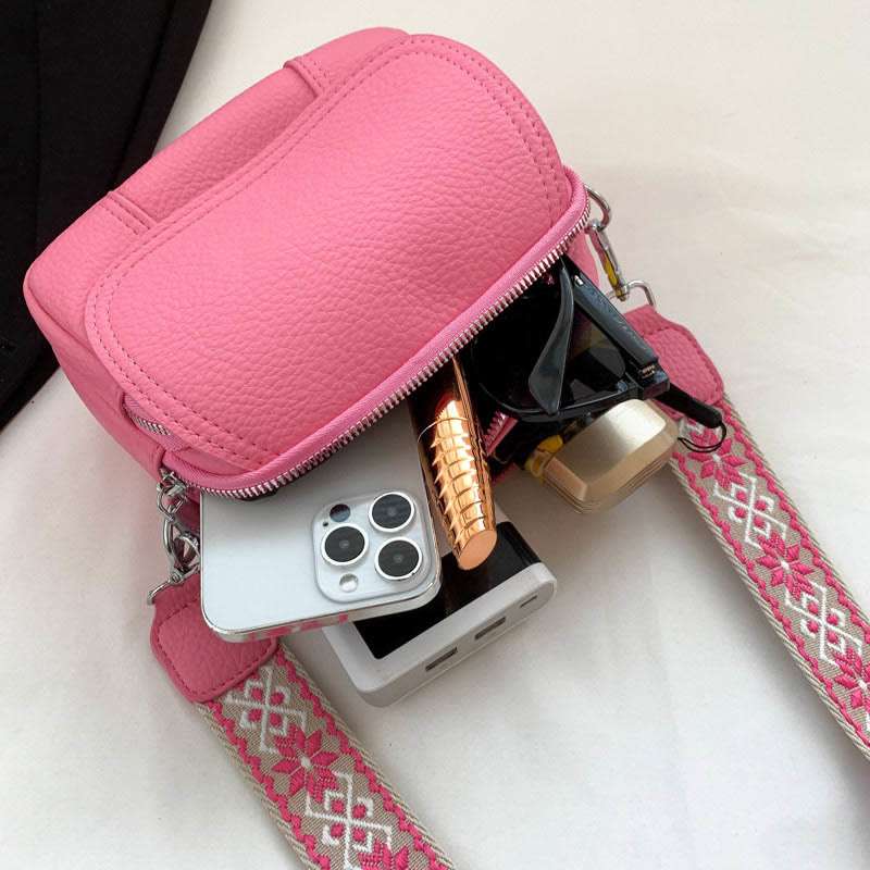 Umhängetasche aus veganem Leder für Damen, mittlere Größe, breiter Riemen, Schultertasche