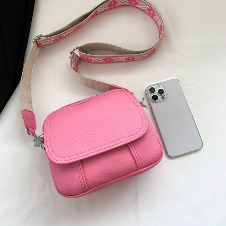 Umhängetasche aus veganem Leder für Damen, mittlere Größe, breiter Riemen, Schultertasche