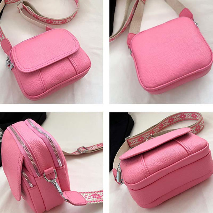 Umhängetasche aus veganem Leder für Damen, mittlere Größe, breiter Riemen, Schultertasche