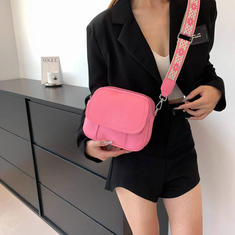 Umhängetasche aus veganem Leder für Damen, mittlere Größe, breiter Riemen, Schultertasche