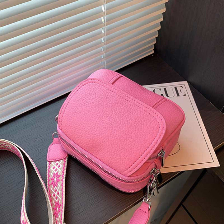 Umhängetasche aus veganem Leder für Damen, mittlere Größe, breiter Riemen, Schultertasche