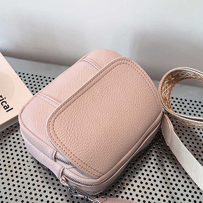 Umhängetasche aus veganem Leder für Damen, mittlere Größe, breiter Riemen, Schultertasche