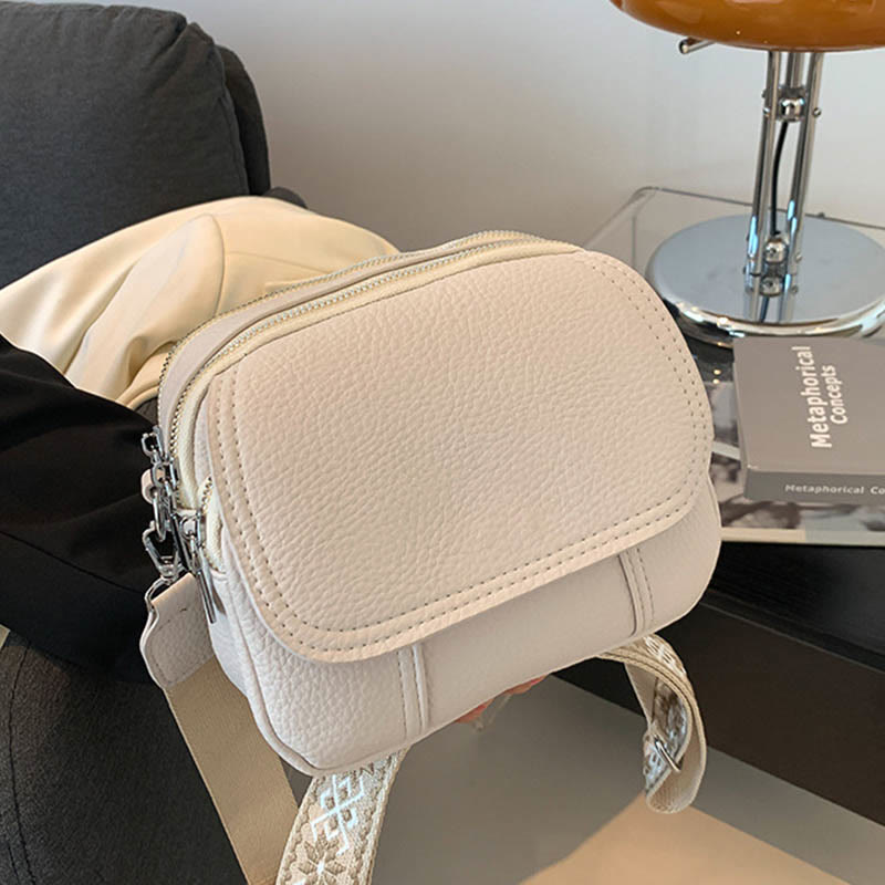 Umhängetasche aus veganem Leder für Damen, mittlere Größe, breiter Riemen, Schultertasche