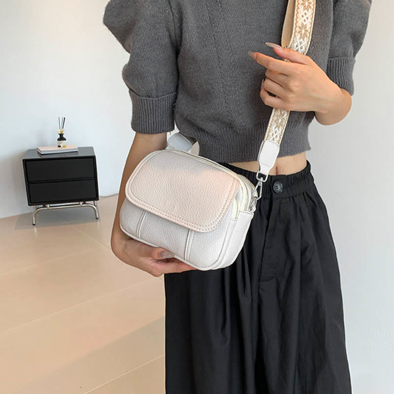 Umhängetasche aus veganem Leder für Damen, mittlere Größe, breiter Riemen, Schultertasche