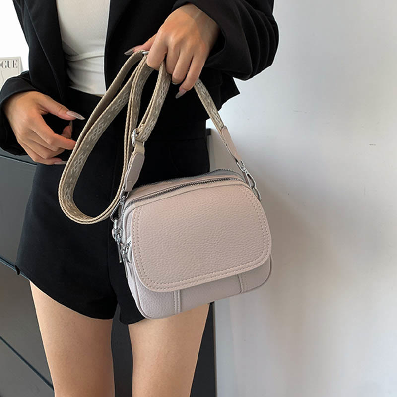 Umhängetasche aus veganem Leder für Damen, mittlere Größe, breiter Riemen, Schultertasche