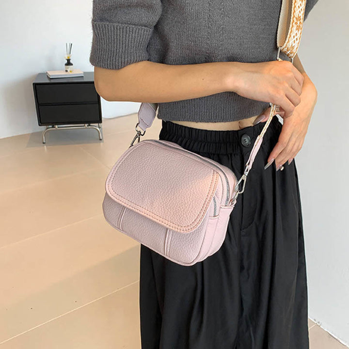 Umhängetasche aus veganem Leder für Damen, mittlere Größe, breiter Riemen, Schultertasche