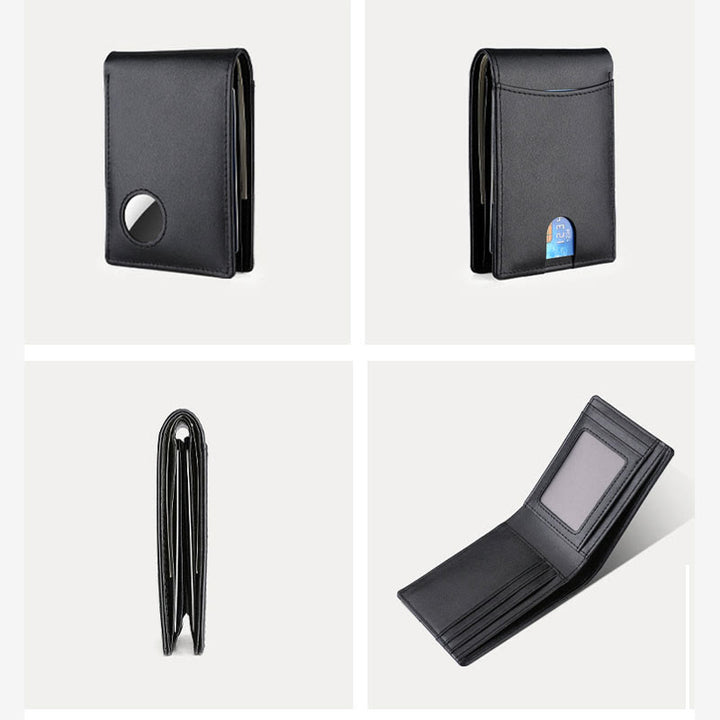 Diebstahlsichere RFID-blockierende Vordertaschen-Geldbörse aus Leder mit Airtag-Halter 